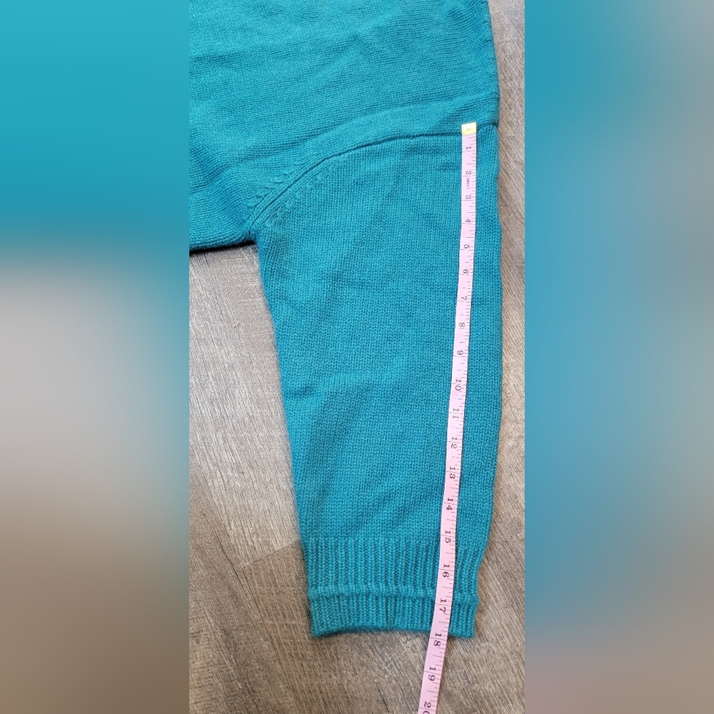 Sablyn Alston Boyfriend Crew Neck Sweater Womens L Teal 100% Cashmere Relaxed Fi - Picture 10 of 12